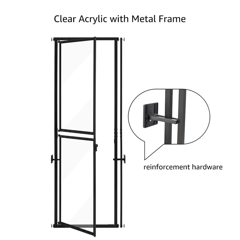 201 cm Extra Tall Transparent Metal Frame Cat Gate, Fits Wide Openings, 69.9cm - 78.74cm W, Black