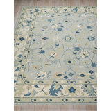 Elegance hand-tufted New Zealand Wool Light Blue/Ivory/Navy Area Rug