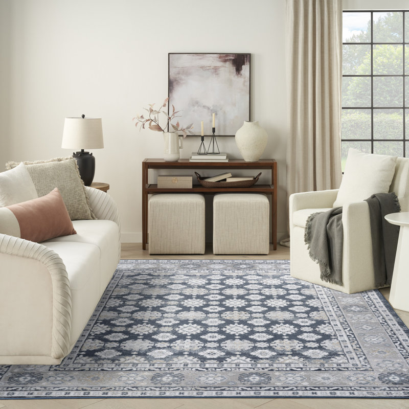 Tapis d'intérieur bleu marine Nourison Dekor 7 pi 10 po x 9 pi 10 po, Rectangle 7 pi 10 po x 9 pi 10 po