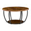 Table basse ronde industrielle à deux niveaux de 80,3 cm (31,6 po) avec structure en fer robuste, finition noyer