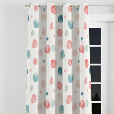 Polka Dots Curtain panels - Modern Baelie Velvet Grommet Curtain - 1 Panel