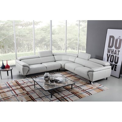 Elona 119"" Wide Genuine Leather Symmetrical Modular Corner Sectional -  Orren Ellis, 53397ABD5640415C9EFACC0B4E30DA97