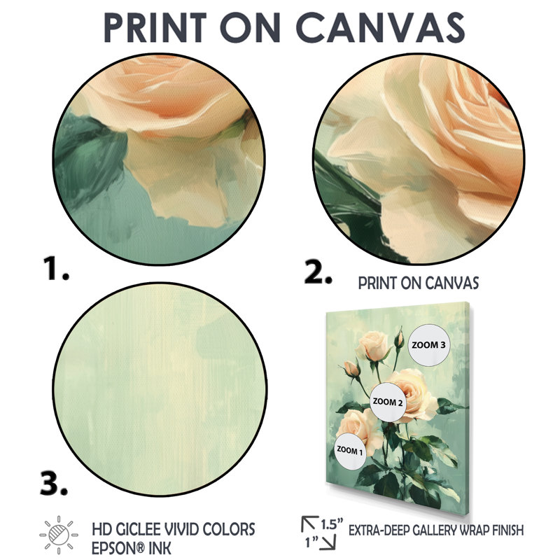 Allie rose vert jardin roses Serenity I - roses, art mural, Noir, Reproduction avec cadre flottant, H 20 po x l 12 po