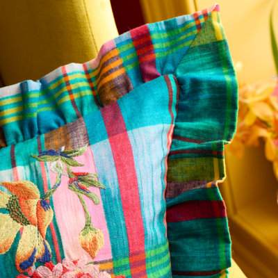 Wanderweave Ikat Check Ikat Bright Cushion
