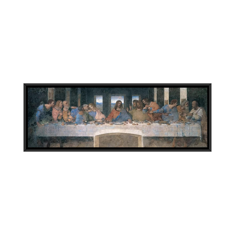 L'Ultima Cena (The Last Supper), recadrée par Leonardo Da Vinci - estampe numérique sur toile tendue avec châssis, Cadre noir