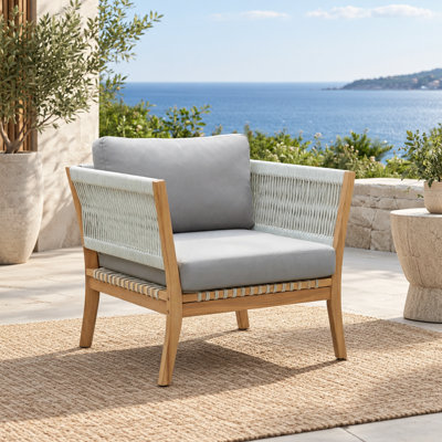 Fauteuil d'appoint de patio en bois d'acacia avec coussins