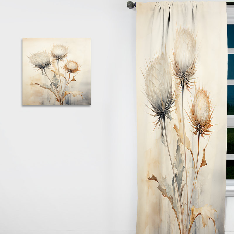Prent - Rideau chardon - Rideau floral obscurcissant - 1 panneau, L 52 po x L 84 po