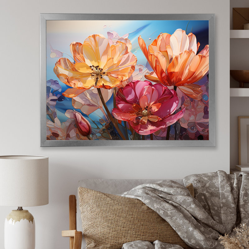 «Glass Tulips», impression sur toile, H 24 po x l 32 po x P 1 po, Cadre simple argenté