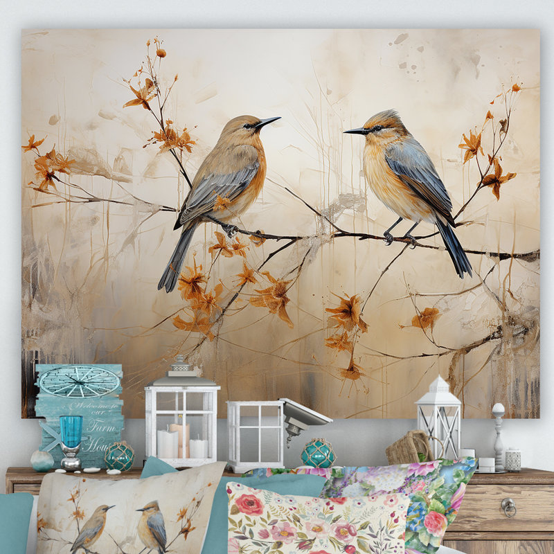 Minimalisme, oiseaux, paradis, art mural sur toile, H 12 po x l 20 po x P 1 po, Toile tendue