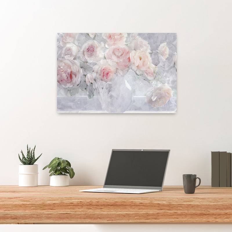 Fleurs fluides, art romantique classique contemporain, H 16 po x l 24 po