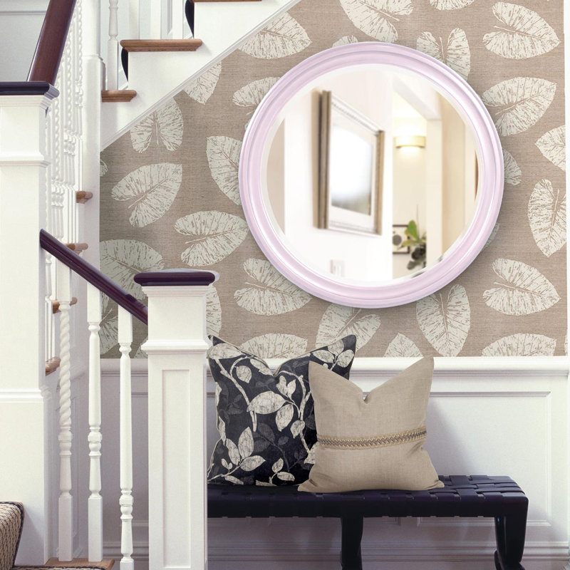 Talvi Wood Round Wall Mirror, Lilac