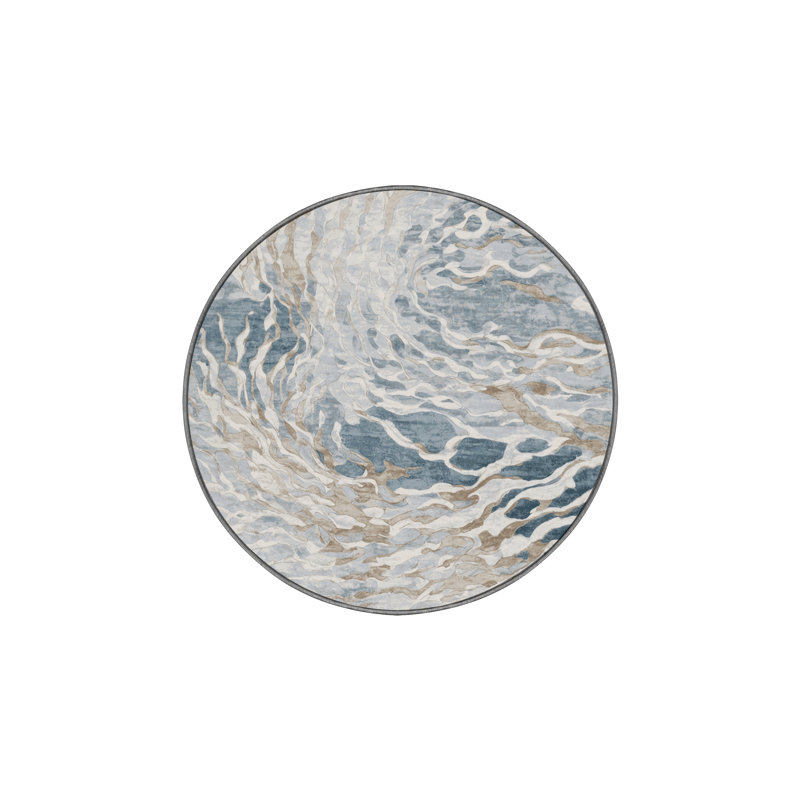 Tapis gris lavable à la machine, Rond 5 pi