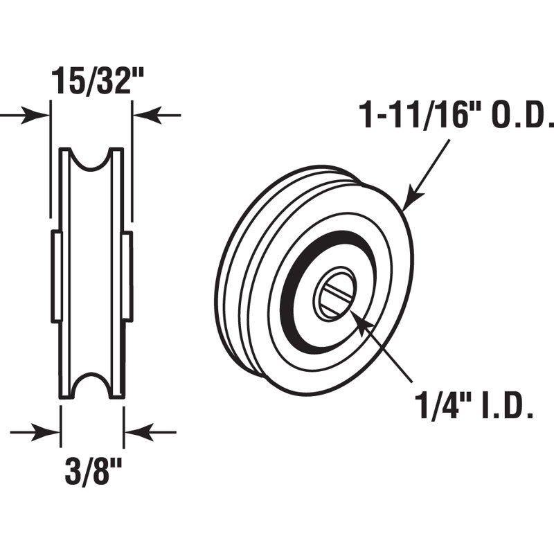 Prime-Line Nylon Roller, Steel Ball Bearings, 1-11/16 in. Diameter, 7/16 in. Wide