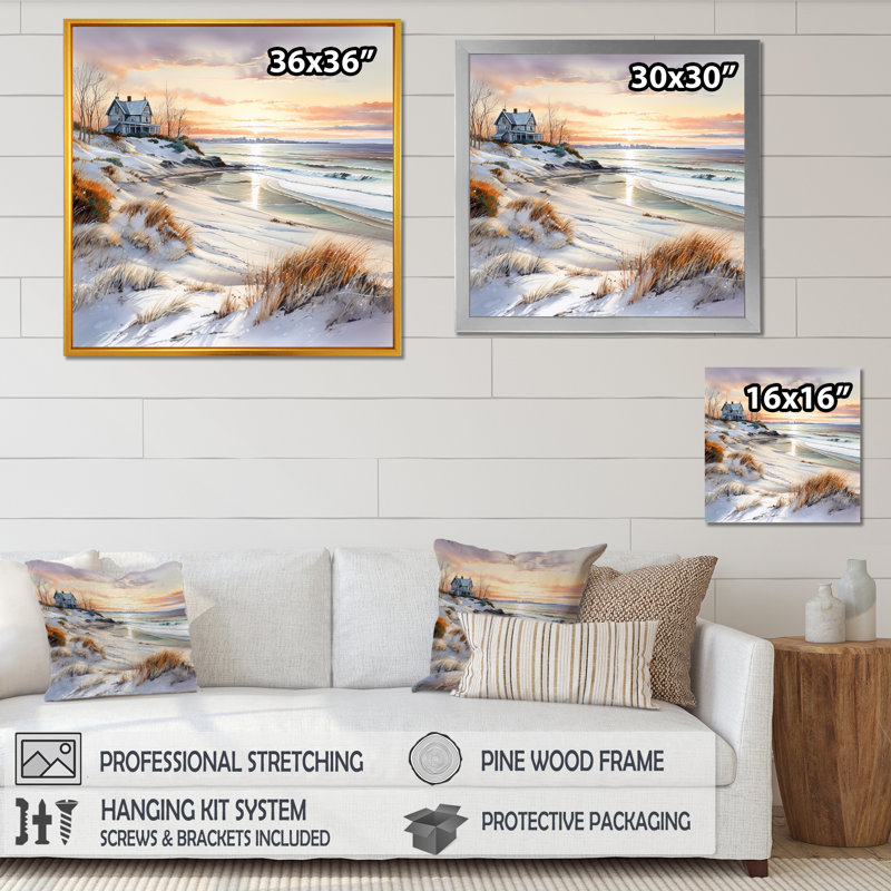 «Beach Sunset Charm In Winter I», reproduction sur toile, Toile tendue, H 24 po x l 24 po x P 1 po