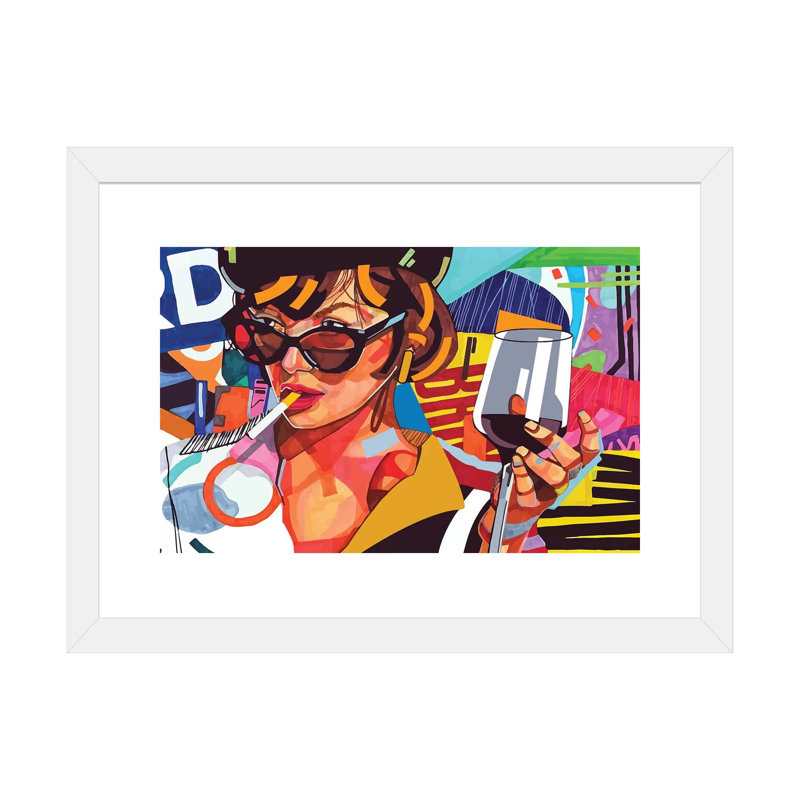 «No smoking» - impression d'art graphique, H 24 po x l 16 po x P 1 po, Papier encadré blanc, Blanc