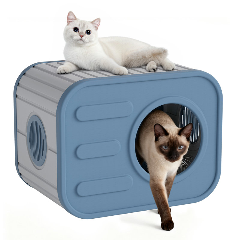 Abris pour chat pour l'abri intérieur en résine robuste en forme de caméra, Bleu