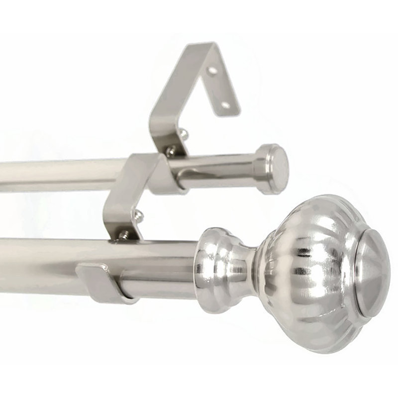 Tringle à rideaux double Braddy, Blanc, H 1 po x l 120 po x P 1 po