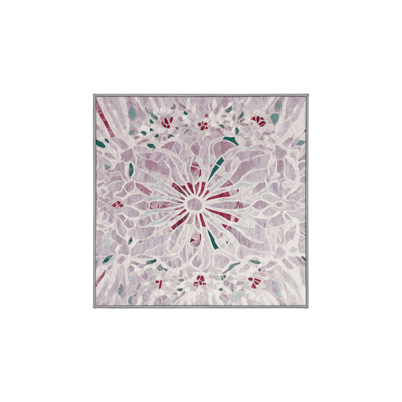 Machine Washable Gray Area Rug, Square 4'