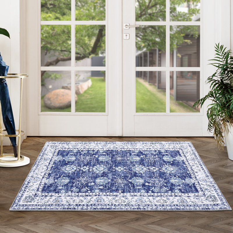 Machine Washable Rugs Oriental Floral Area Rug for Living Room Bedrooms Non Slip Rugs for Playroom Office Kitchen