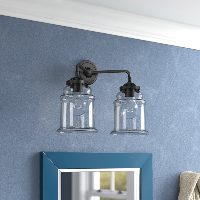 Éclairage pour meuble-lavabo à 2 lumières à intensité variable Alexandira, Boîtier blanc mat, DEL, Bronze huilé