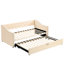 Lit de jour simple rembourré avec gigogne escamotable beige - contemporain et confortable sans sommier tapissier-1170998408