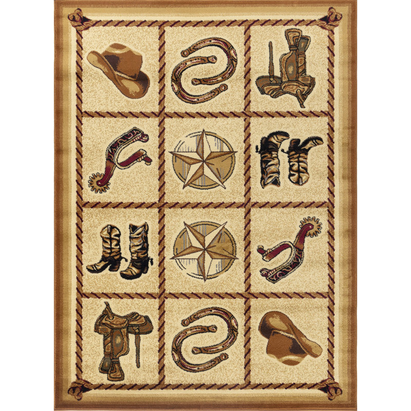 Tribes GC_YLS4010 Beige Southwest Area Rug, Rectangle 5'3" x 7'3"