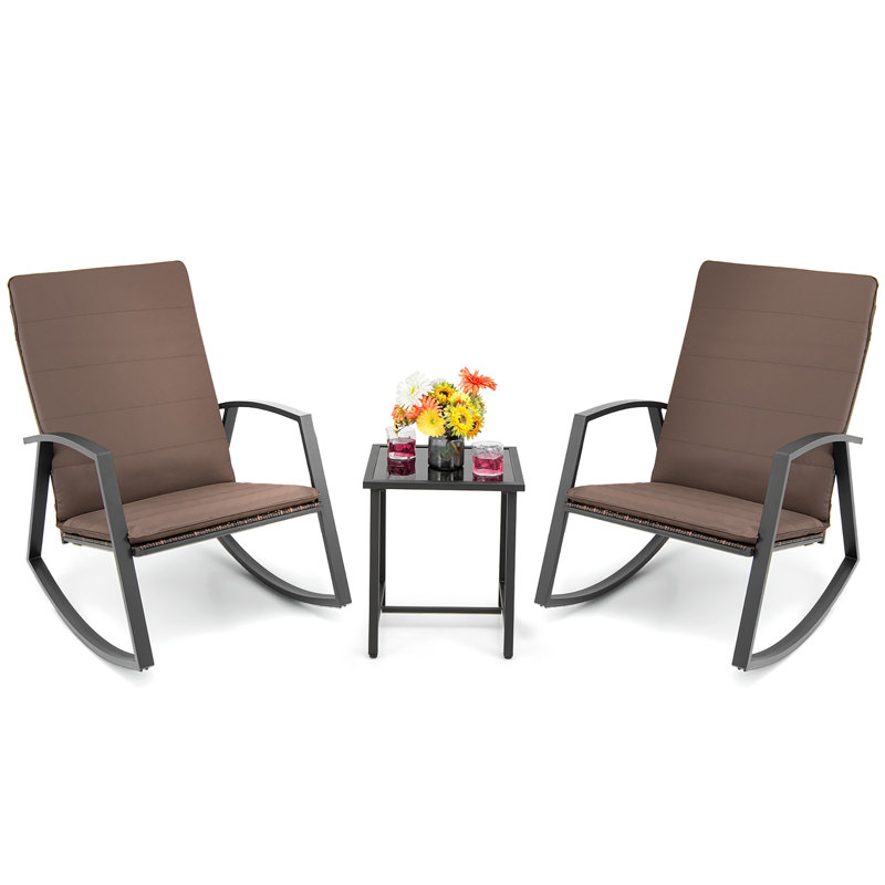 2 - Person Patio Conversation Set with Cushions,  Brown