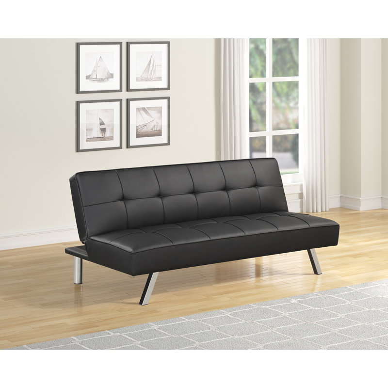 Doyline Twin 66.5'' Faux Leather Convertible Sofa