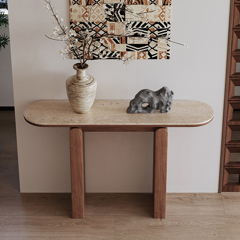 Console simple de style Wabi-sabi, Brun, H 33,5 po x l 55,1 po x P 13,8 po