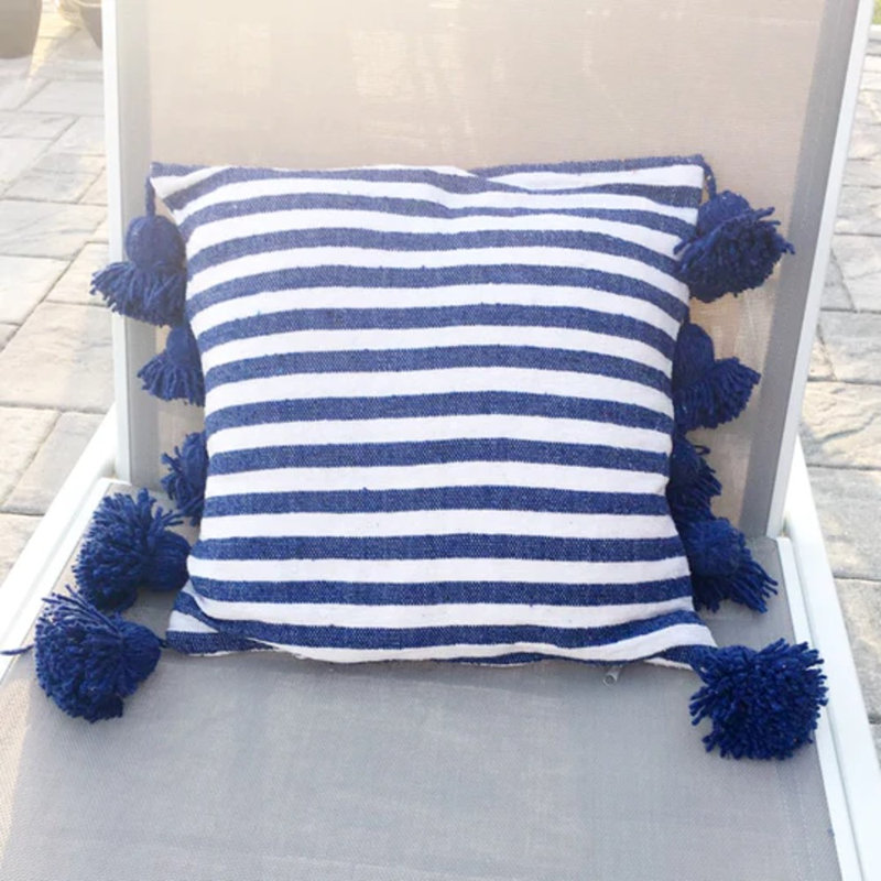 Housse de coussin Lina, Blanc / cobalt