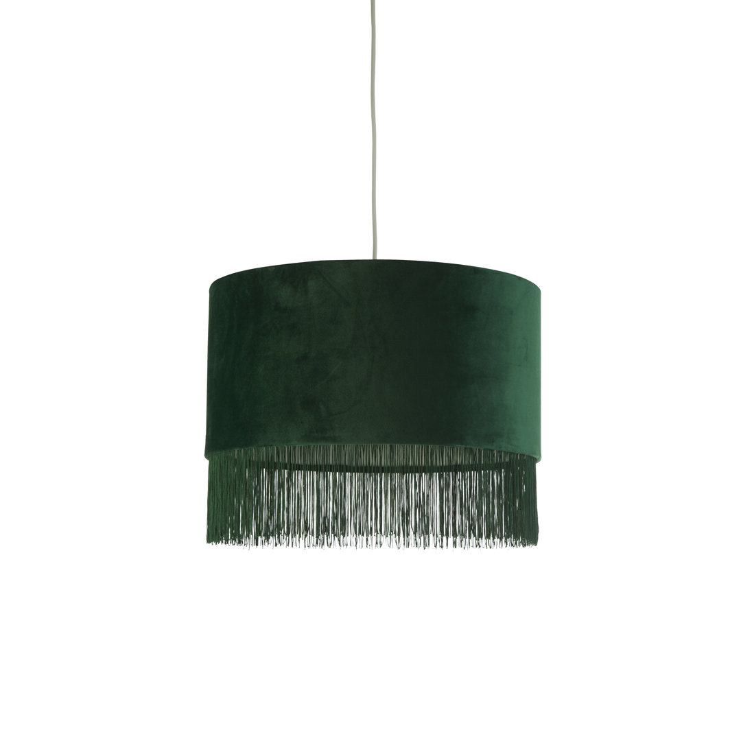 32cm H Faux Velvet Drum Pendant Shade ( Uno )