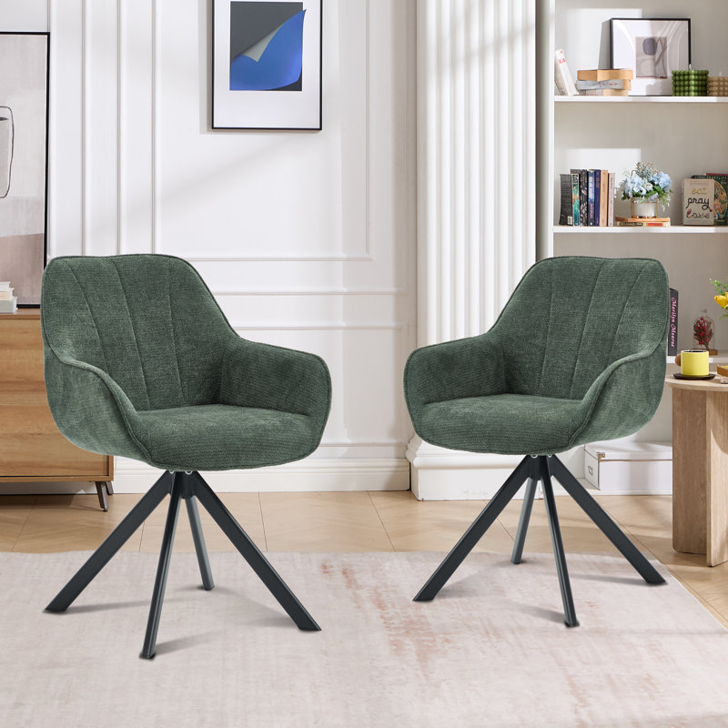 59cm Wide Upholstered Metal Dining Chairs, Green