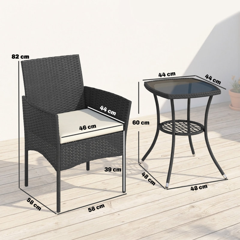 Wicker and Steel Patio Dining Set Table,, Grey, Grey
