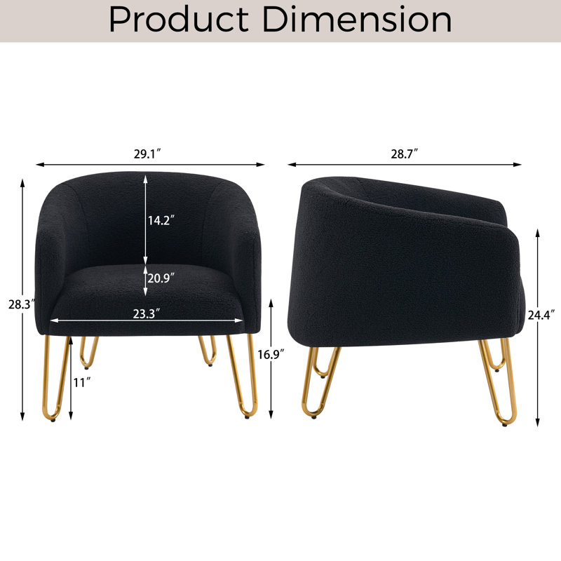 Fauteuil demi-tonneau Kashiff, Noir