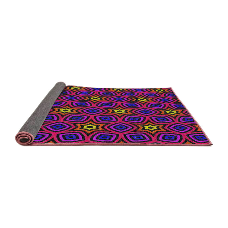 Tapis bleu / orange Power Loom, Carré 5 pi