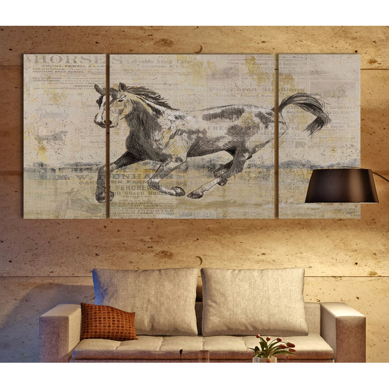 Golden Stallion II-impression sur toile tendue multi-pièces, H 32 po x l 64 po x P 1,5 po