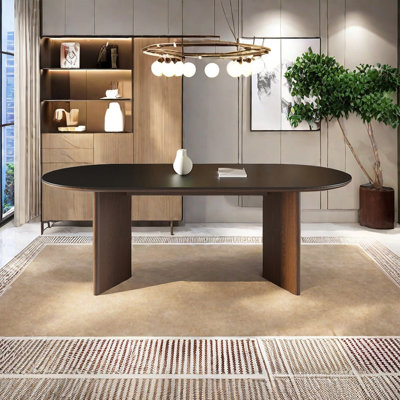 Retro Oval Dining Table with Rock Board