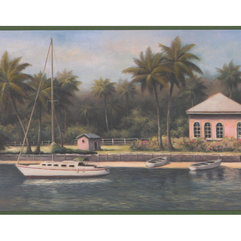 Bordure de papier peint abstraite Winland Villa House on River Shore