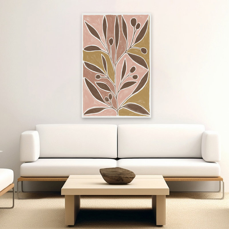 Moderne feuille moderne moderne brun vert, H 60 po x l 40 po