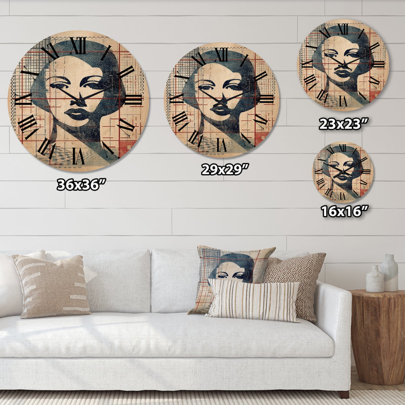 Horloge murale en bois massif Iziah, Très grand