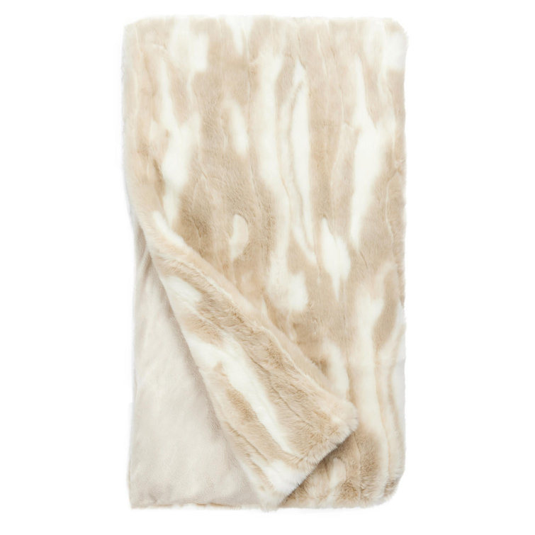Donna Salyers Fabulous Furs Couture Collection Ruched Mink Faux Fur Throw Blanket - Snow