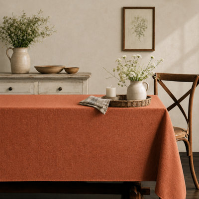 Solid Textured Rectangle Tablecloth, Stain & Wrinkle Resistant, Machine Washable