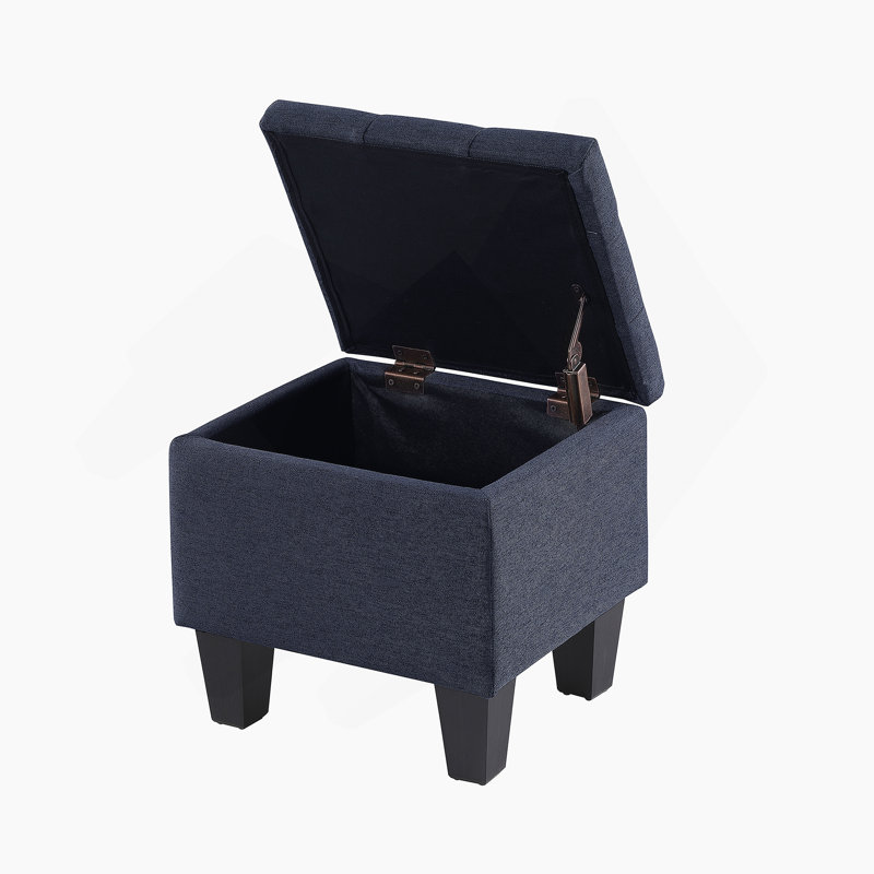 Grand ensemble de repose-pieds avec rangement, repose-pieds combiné 3 en 1, repose-pieds en lin, Bleu très foncé