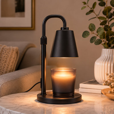 Candle Warmer Lamp with Timer & Dimmer, Wax Heating Melter for Scented Candle Jars Women House Warming Gift Heightness Adjustable Aesthetic Room Decor(Metallic Black)