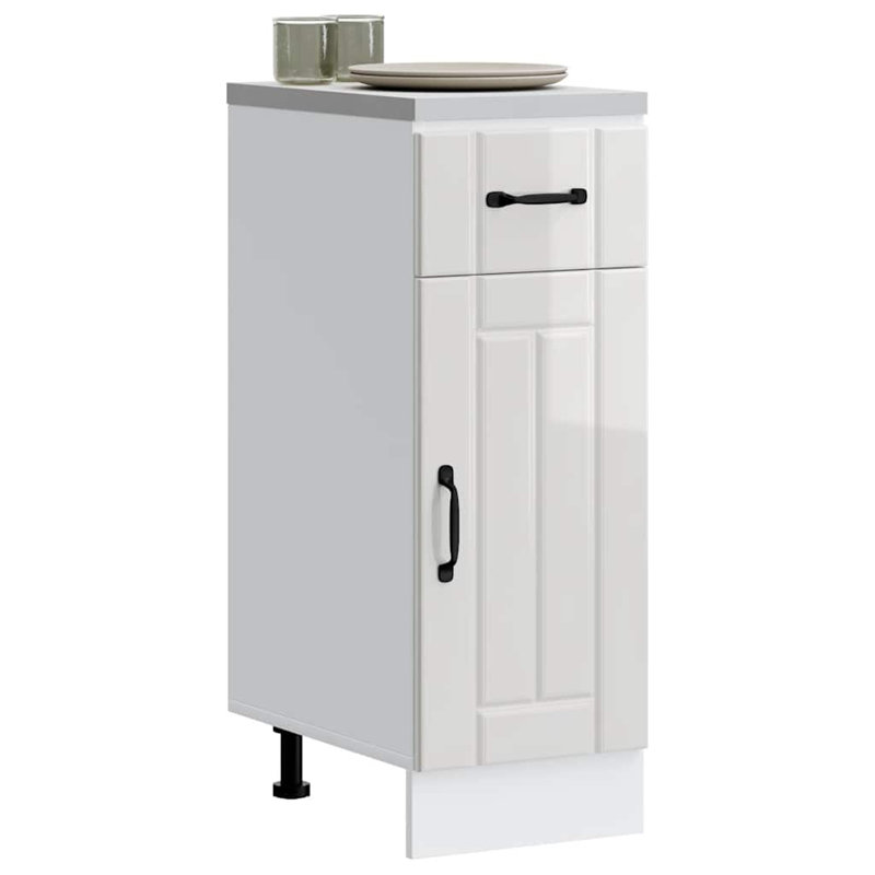 Kitchen Base Cabinet Lucca Engineered Wood, High Gloss White