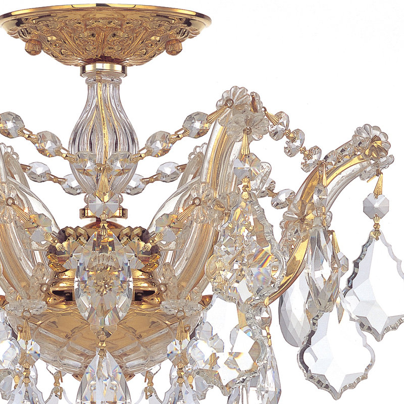 Weekes 3-Light 13.5'' Semi Flush Mount, Swarovski Elements, Polished Gold