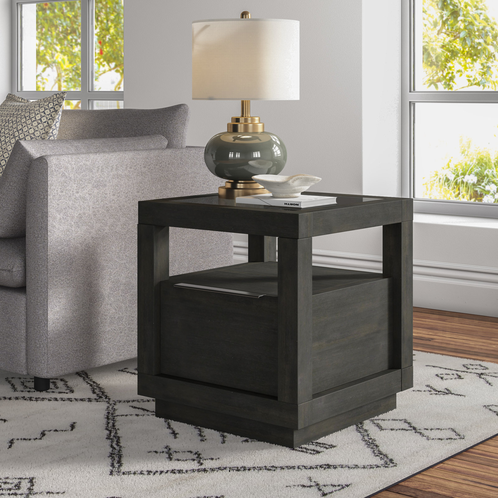 Eloise 22" End Table, Basalt Gray