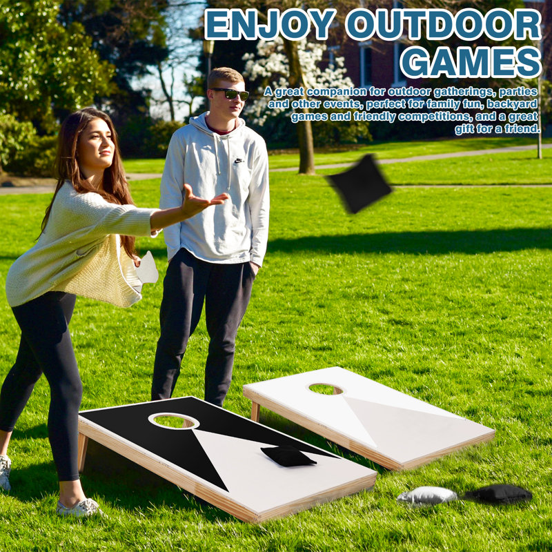 Regulation Cornhole Game Set - 2 Solid Wood 4'x2' Boards, 8 Bean Bags, Carrying Case