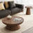 Round Nesting Coffee Table Set of 2, Cocktail Tables with Radial Wood Grain and Sturdy Pedestal Base, No Assembly Needed
