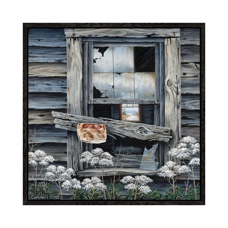 Keep Out 1 Piece Wall Art on Canvas, 93.98 cm H x 93.98 cm W, Black Framed